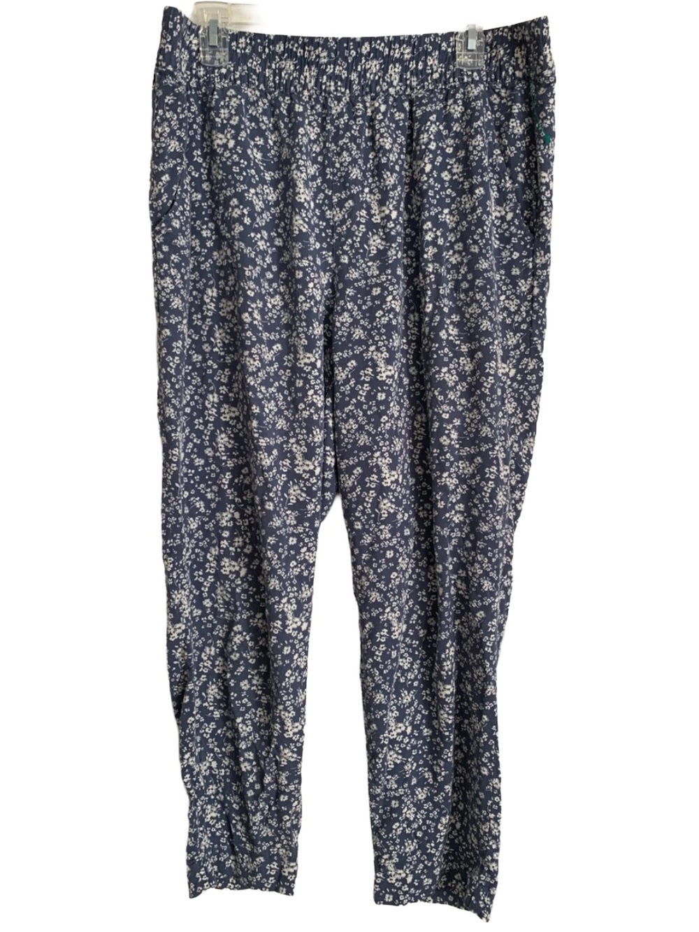 JESSICA SIMPSON Women’s Blue White Floral Print Viscose Ankle Pants